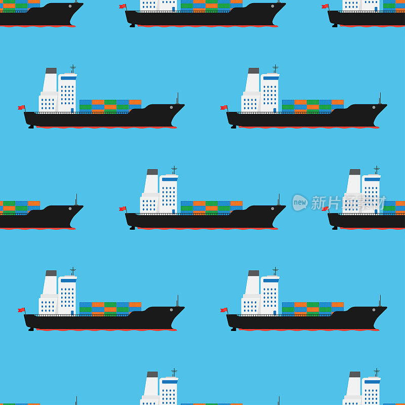 Cargo ship pattern seamless, vector illustration